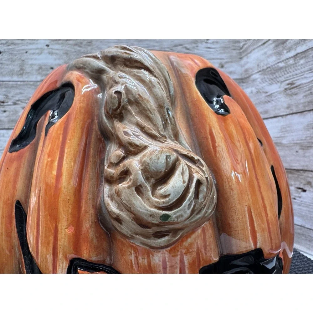 1989 Omnibus OCI Fitz & Floyd Ceramic Pumpkin Halloween Cookie Jar Mouse VTG